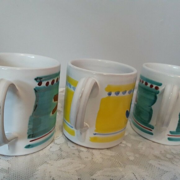 Made in ITALY CERAMIC pottery MUGS hand painted BIRD DUCKS 14OZ - Picture 6 of 8